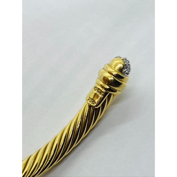 SOLD!!! DAVID YURMAN 18K YELLOW GOLD AND DIAMOND CLASSIC CABLE BANGLE - Picture 8 of 11